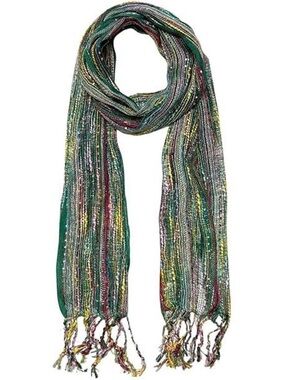 Multicolor Striped  Fringe Scarf - Women Accessories